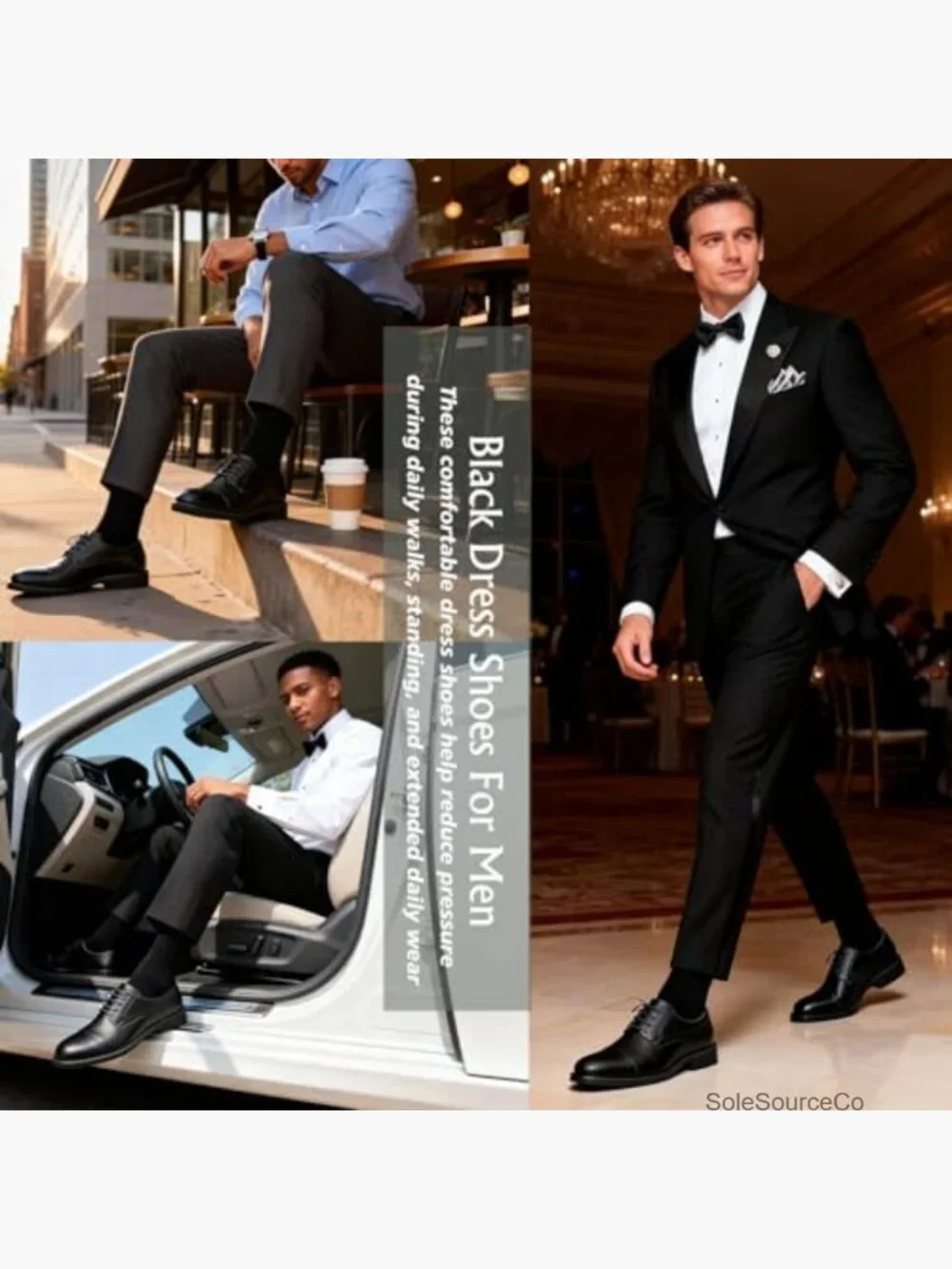 Men's Cap-Toe Oxford Dress Shoes Business Casual Lace-Up Non-Slip Comfortable